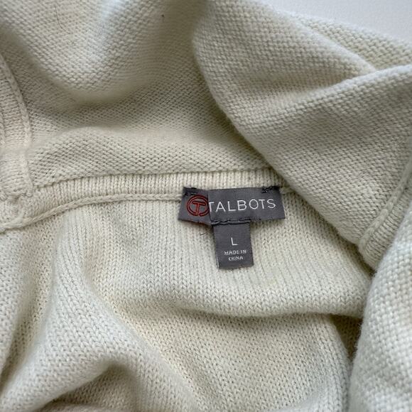 T by Talbots Cowl Neck Wool Blend Sweatshirt Size L Cream Black Striped Casual - Picture 4 of 6